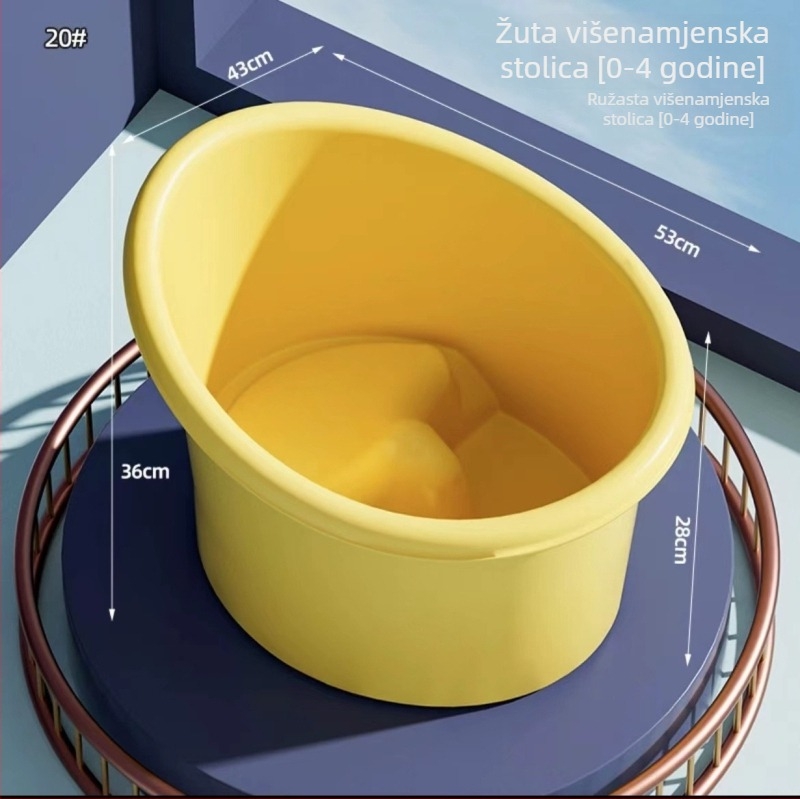 Plastična dječja kada za kupanje s podignutom sjedalom, dizajn za konstantnu temperaturu, nesklopiva
