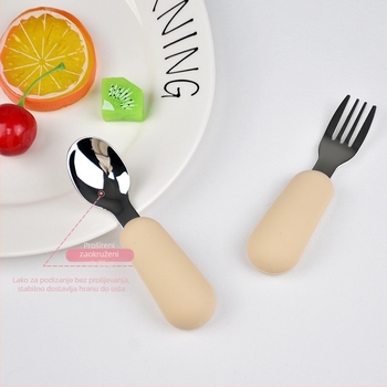 Maia Silikon vilica i žlica za djecu od 6 mjeseci – samostalno hranjenje