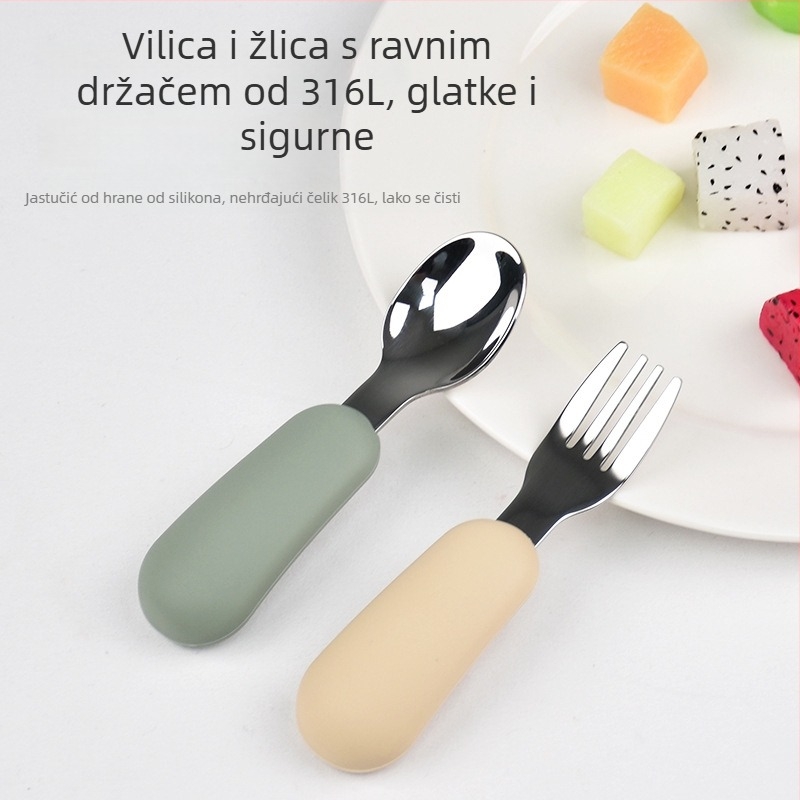 Maia Silikon vilica i žlica za djecu od 6 mjeseci – samostalno hranjenje
