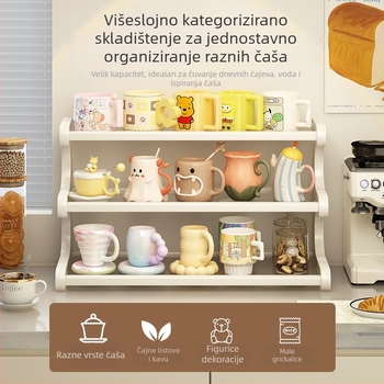 Stolni držač čaša sa 3 etaže, pokretan i rastavljiv, materijal Nanzhu, minimalistički stil