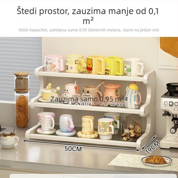 Stolni držač čaša sa 3 etaže, pokretan i rastavljiv, materijal Nanzhu, minimalistički stil