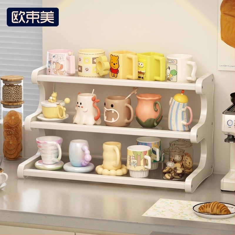 Stolni držač čaša sa 3 etaže, pokretan i rastavljiv, materijal Nanzhu, minimalistički stil