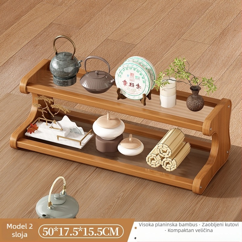 Stolni držač čaša sa 3 etaže, pokretan i rastavljiv, materijal Nanzhu, minimalistički stil