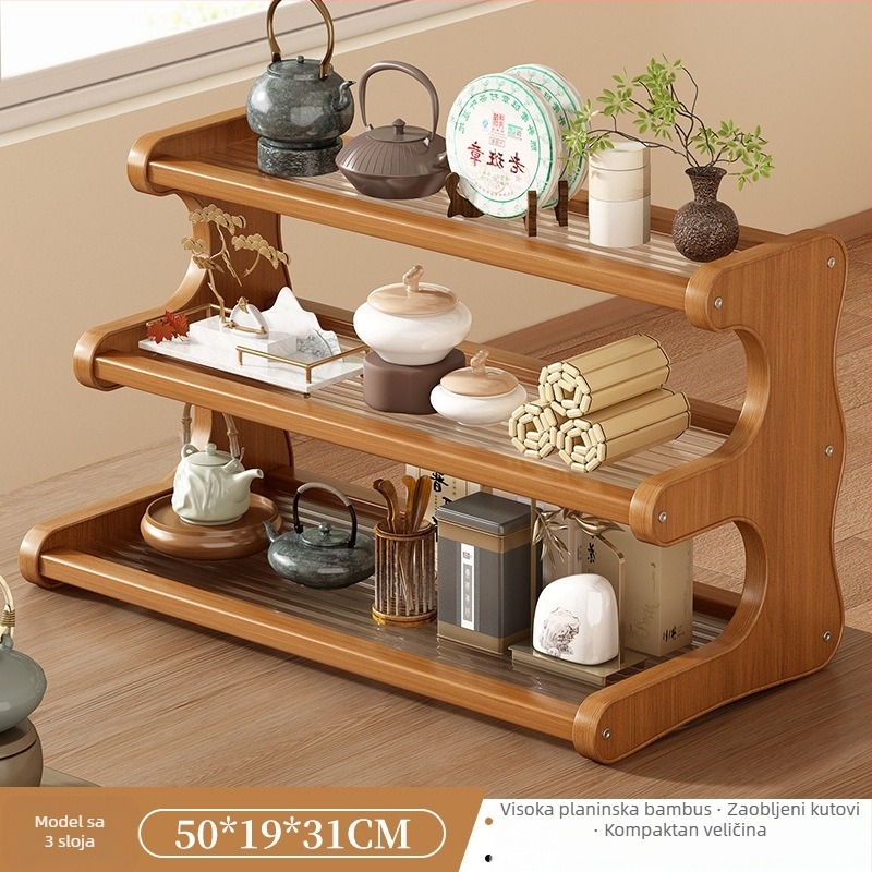 Stolni držač čaša sa 3 etaže, pokretan i rastavljiv, materijal Nanzhu, minimalistički stil