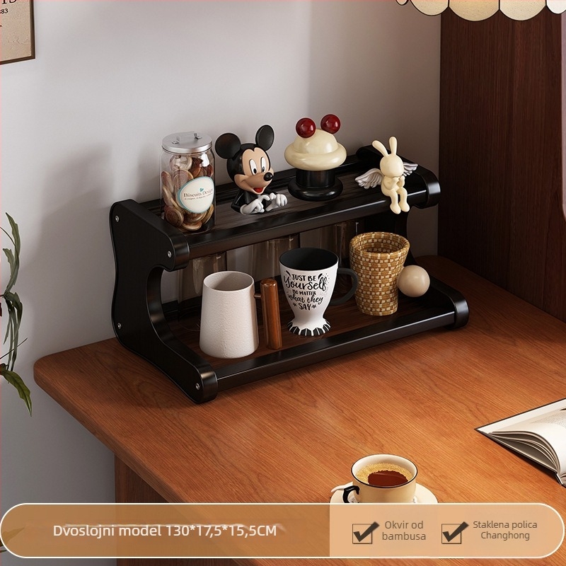 Stolni držač čaša sa 3 etaže, pokretan i rastavljiv, materijal Nanzhu, minimalistički stil