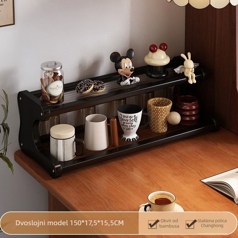 Stolni držač čaša sa 3 etaže, pokretan i rastavljiv, materijal Nanzhu, minimalistički stil