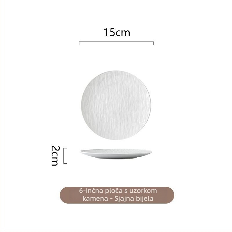 Keramički tanjur za kosti, okrugli oblik, jednostavan stil, moguć ispis logotipa, pogodan poklon za kolege na konferenciji