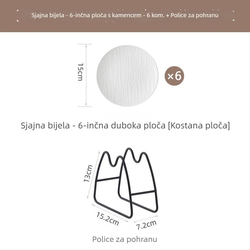 Keramički tanjur za kosti, okrugli oblik, jednostavan stil, moguć ispis logotipa, pogodan poklon za kolege na konferenciji