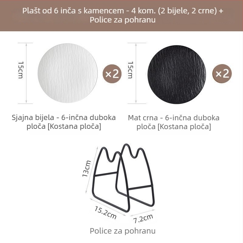 Keramički tanjur za kosti, okrugli oblik, jednostavan stil, moguć ispis logotipa, pogodan poklon za kolege na konferenciji