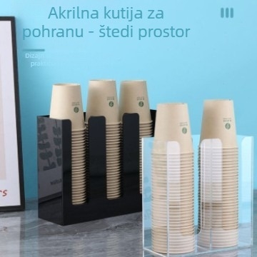 Akrilni zidni držač za čaše i kuhinjske dodatke, namijenjen trgovinama mliječnim čajem