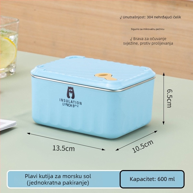 Kutija za ručak od nehrđajućeg čelika – višeslojna, zapečaćena, pogodna za mikrovalnu, kapacitet 501–800 ml