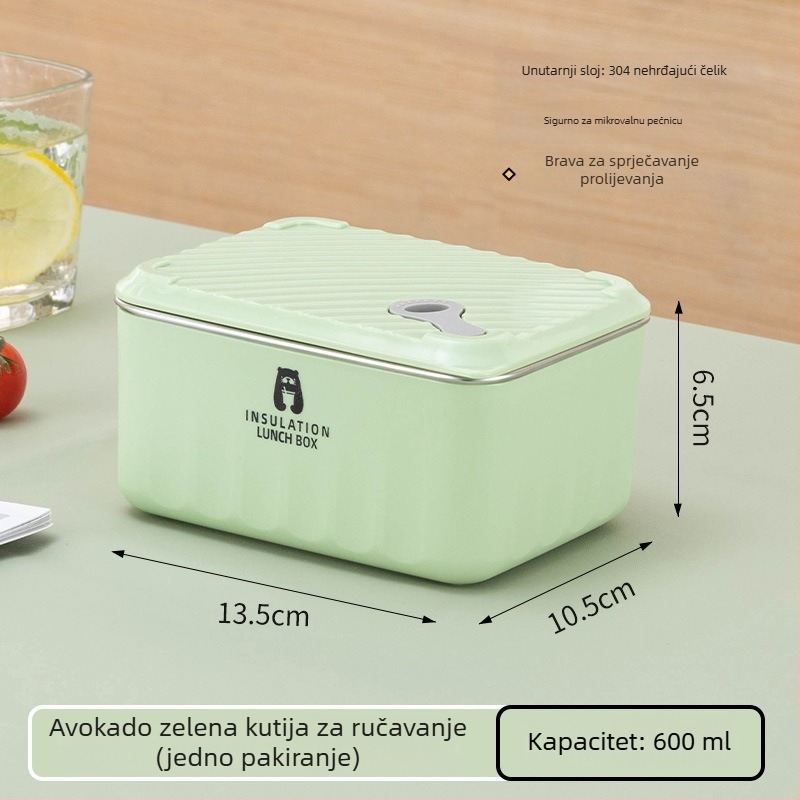 Kutija za ručak od nehrđajućeg čelika – višeslojna, zapečaćena, pogodna za mikrovalnu, kapacitet 501–800 ml