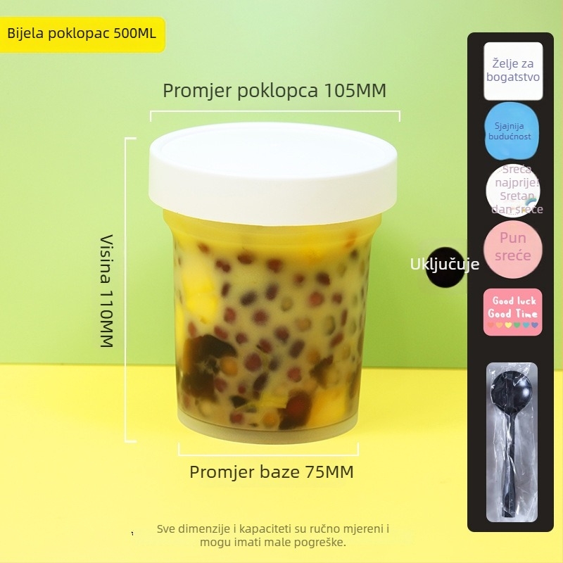Jednokratna plastična čašica za desert Grass Jelly, marka ZHONGLIPACKAGE, mikrovalna sigurna, paket od 300 komada