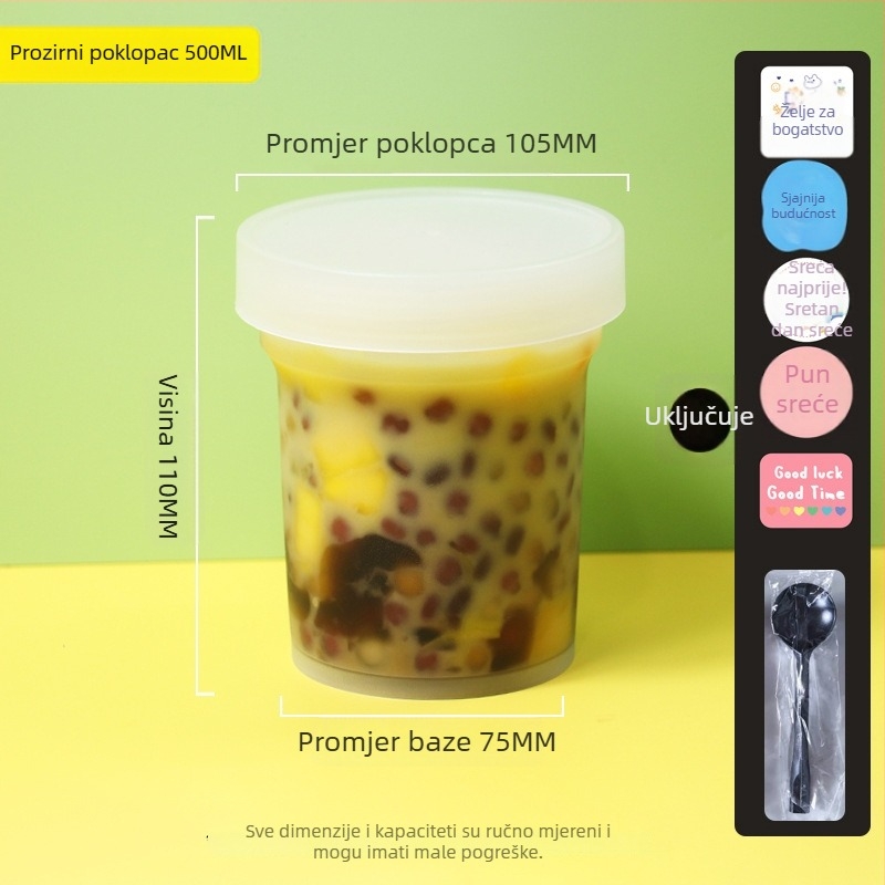 Jednokratna plastična čašica za desert Grass Jelly, marka ZHONGLIPACKAGE, mikrovalna sigurna, paket od 300 komada