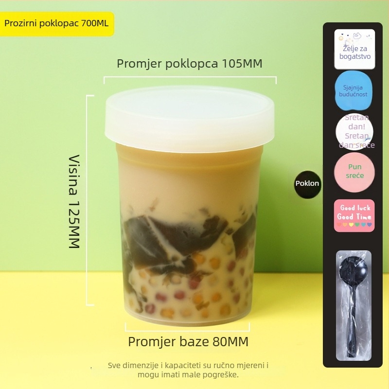 Jednokratna plastična čašica za desert Grass Jelly, marka ZHONGLIPACKAGE, mikrovalna sigurna, paket od 300 komada