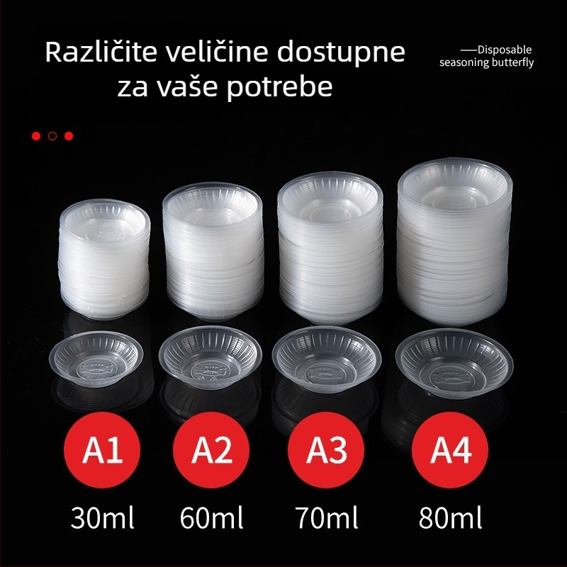 Jednokratna posuda za umak, okrugla plastična zdjelica, otporna na toplinu, nije sigurna za mikrovalnu pećnicu, otisnut logotip, broj proizvoda TTT1004011715