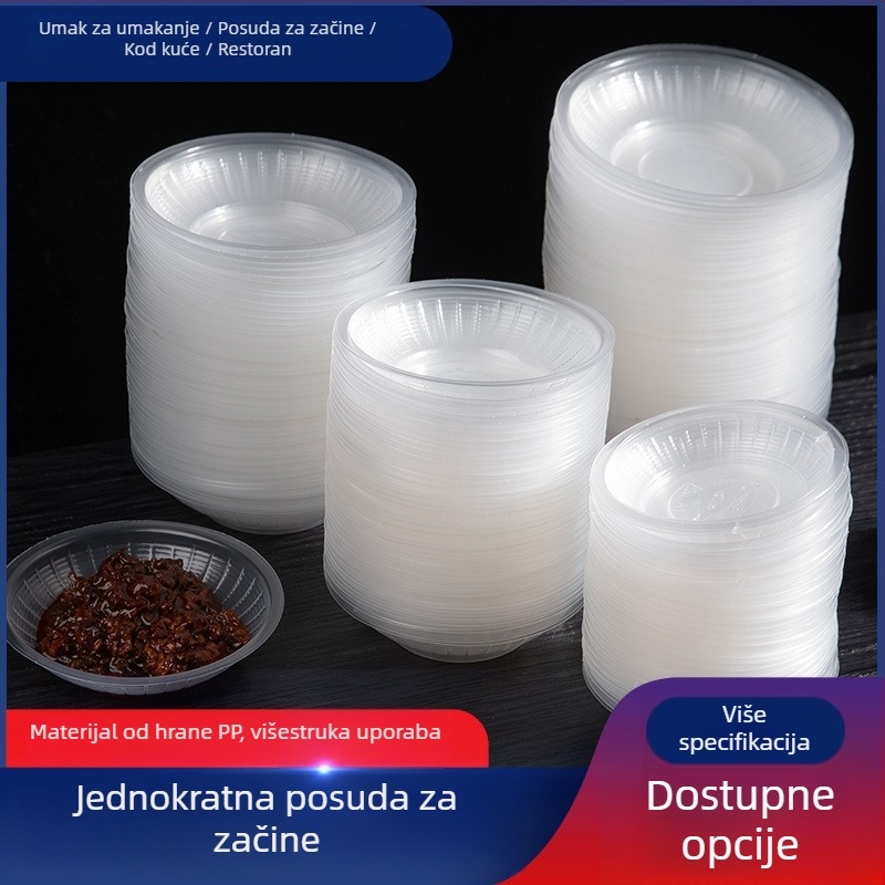 Jednokratna posuda za umak, okrugla plastična zdjelica, otporna na toplinu, nije sigurna za mikrovalnu pećnicu, otisnut logotip, broj proizvoda TTT1004011715
