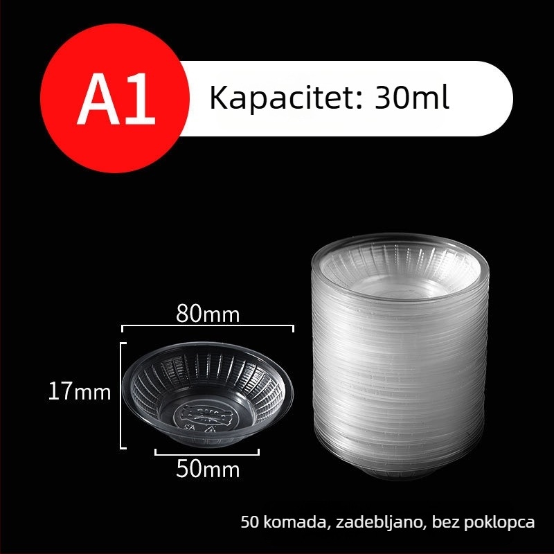 Jednokratna posuda za umak, okrugla plastična zdjelica, otporna na toplinu, nije sigurna za mikrovalnu pećnicu, otisnut logotip, broj proizvoda TTT1004011715