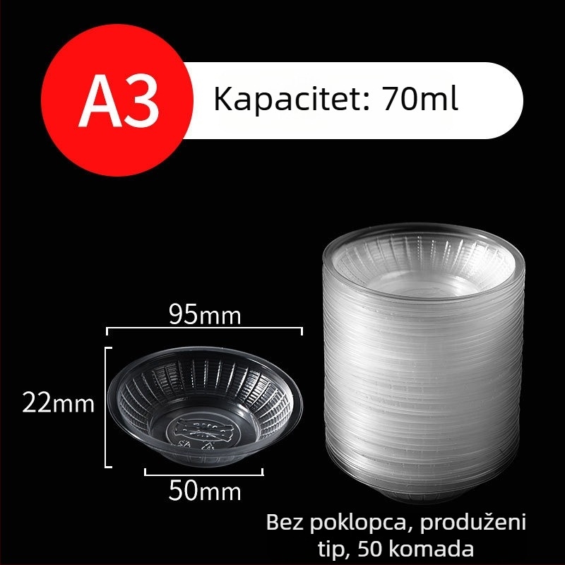Jednokratna posuda za umak, okrugla plastična zdjelica, otporna na toplinu, nije sigurna za mikrovalnu pećnicu, otisnut logotip, broj proizvoda TTT1004011715