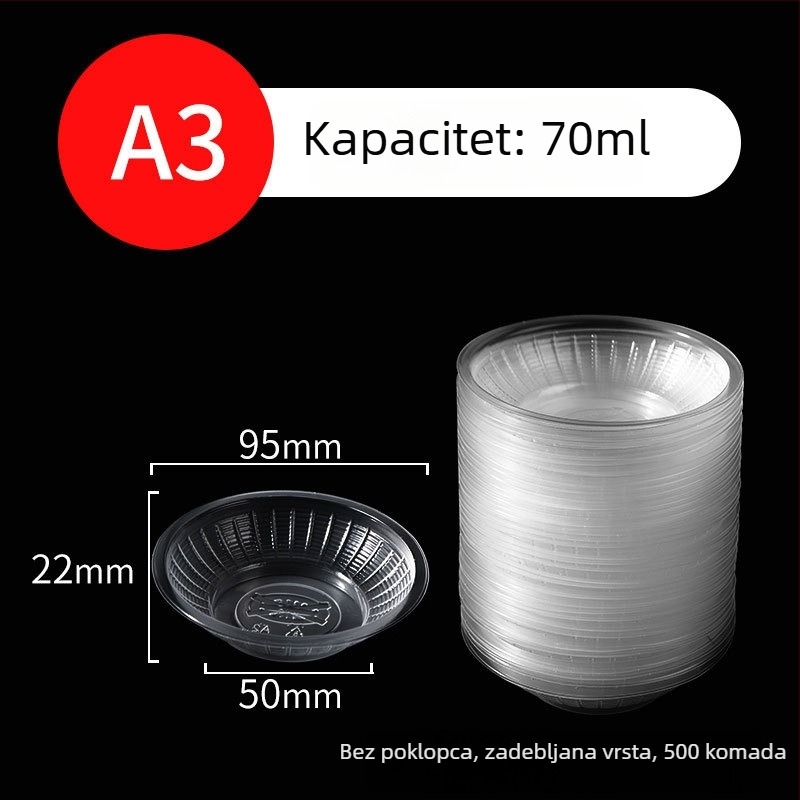 Jednokratna posuda za umak, okrugla plastična zdjelica, otporna na toplinu, nije sigurna za mikrovalnu pećnicu, otisnut logotip, broj proizvoda TTT1004011715