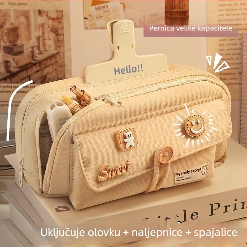 Kutija za olovke, japanskog stila, platnoga materijala, unisex, 2024 model
