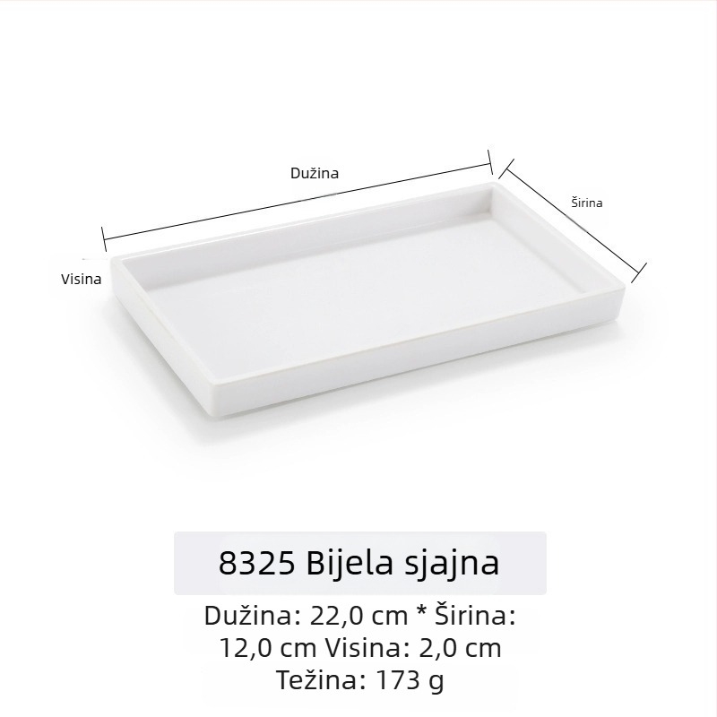 Melamin plošni plitki tanjur, uzorak jedinstven, stil moderni minimalistički, površina glazirana