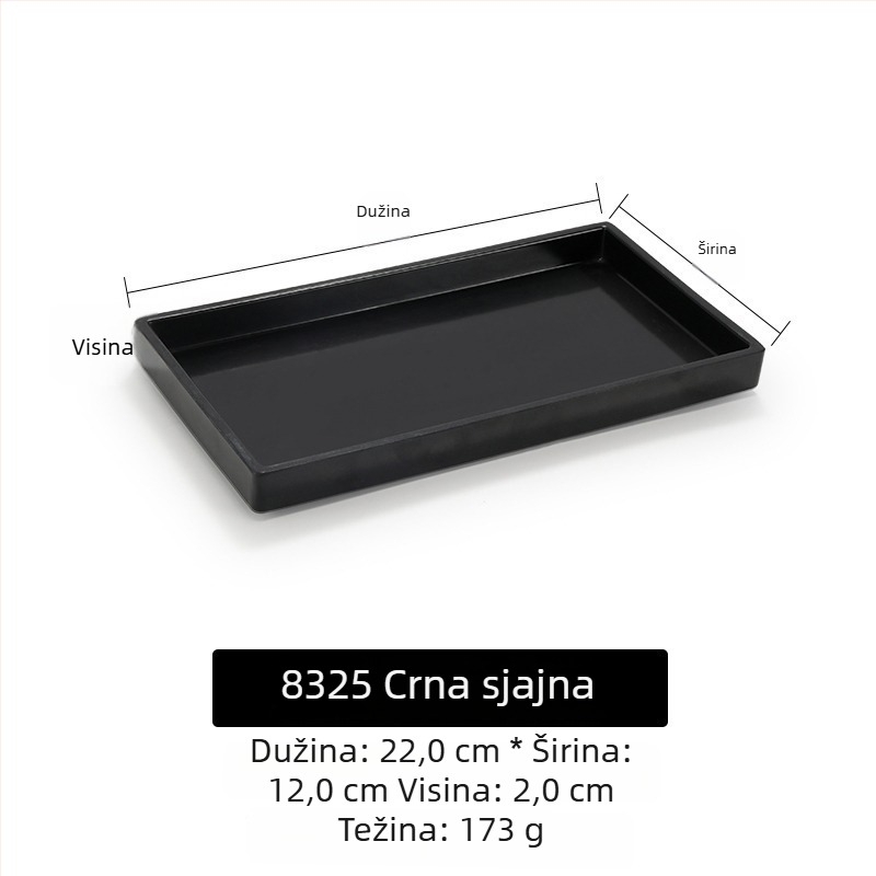 Melamin plošni plitki tanjur, uzorak jedinstven, stil moderni minimalistički, površina glazirana
