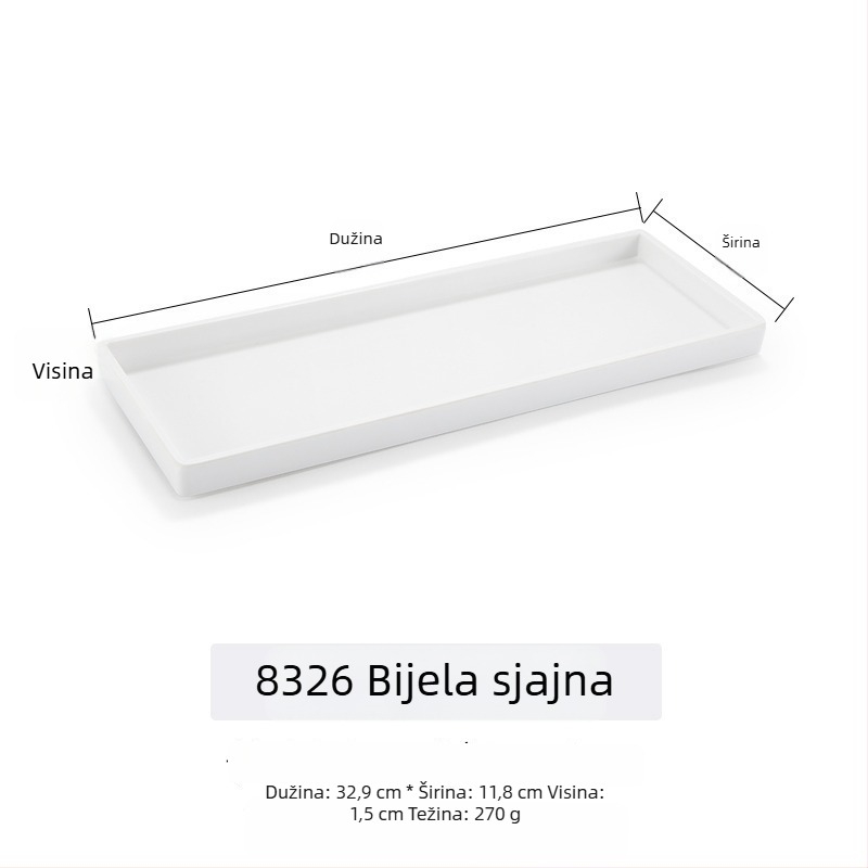 Melamin plošni plitki tanjur, uzorak jedinstven, stil moderni minimalistički, površina glazirana