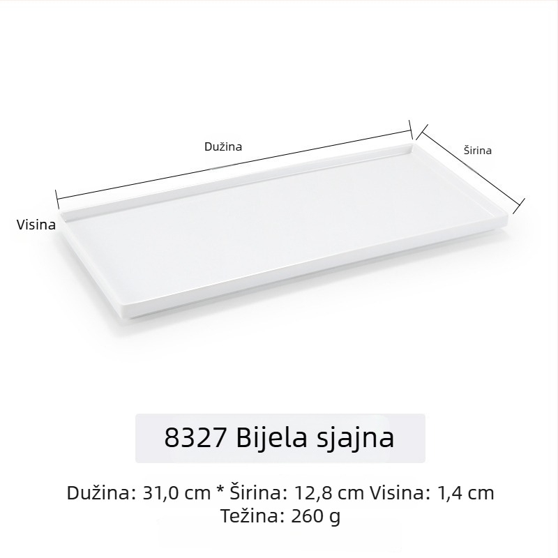 Melamin plošni plitki tanjur, uzorak jedinstven, stil moderni minimalistički, površina glazirana