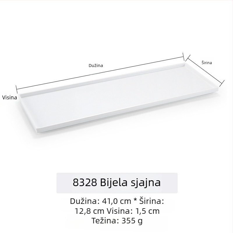 Melamin plošni plitki tanjur, uzorak jedinstven, stil moderni minimalistički, površina glazirana