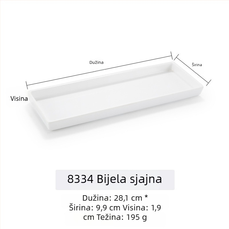 Melamin plošni plitki tanjur, uzorak jedinstven, stil moderni minimalistički, površina glazirana