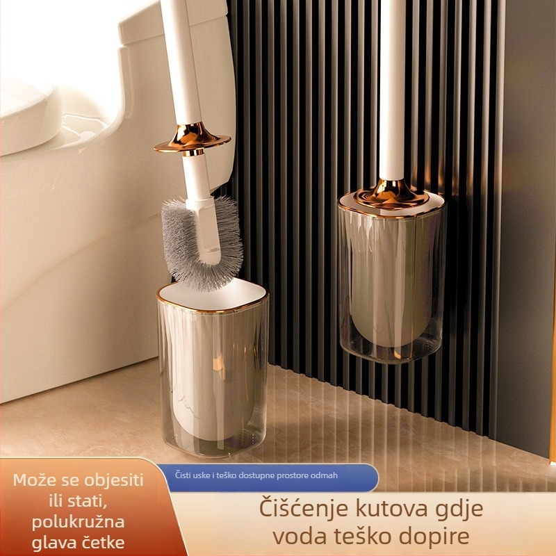 Četka za WC sa zidnim montažom, dugačak držač, plastična, težina 0,39 kg, 1 komad
