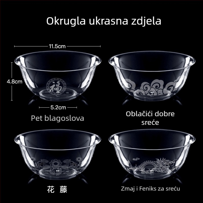 Jednokratna plastična zdjela za desert i juhu, okrugla, kapacitet 300–400 ml, prozirna, moderni minimalistički dizajn