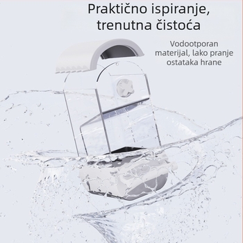 Automatska hranilica za papige — dizajn protiv rasipanja i prskanja, plastično kućište; Demon Pet; pogodna za dizajn tigrove kože; licencirana privatna oznaka: Da