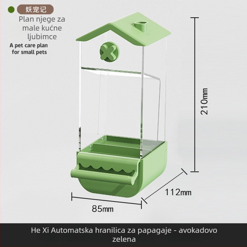 Automatska hranilica za papige — dizajn protiv rasipanja i prskanja, plastično kućište; Demon Pet; pogodna za dizajn tigrove kože; licencirana privatna oznaka: Da