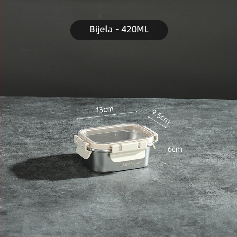 Kutija za očuvanje svježine od SUS430 nehrđajućeg čelika, četvrtastog oblika, kapacitet 0,8–2 L, minimalistički stil, može se slagati