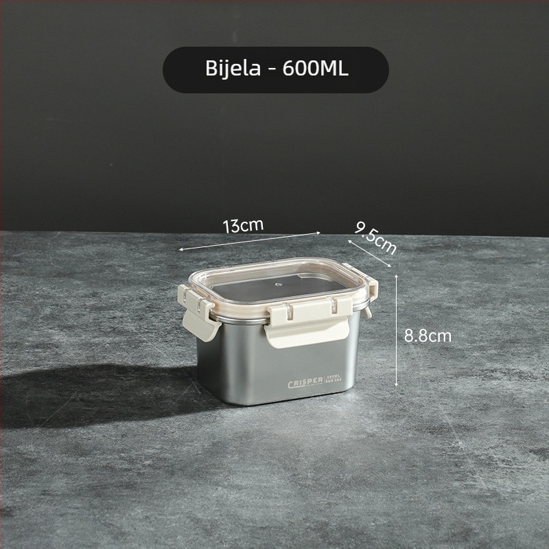 Kutija za očuvanje svježine od SUS430 nehrđajućeg čelika, četvrtastog oblika, kapacitet 0,8–2 L, minimalistički stil, može se slagati