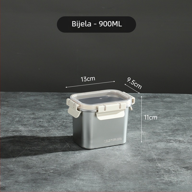 Kutija za očuvanje svježine od SUS430 nehrđajućeg čelika, četvrtastog oblika, kapacitet 0,8–2 L, minimalistički stil, može se slagati