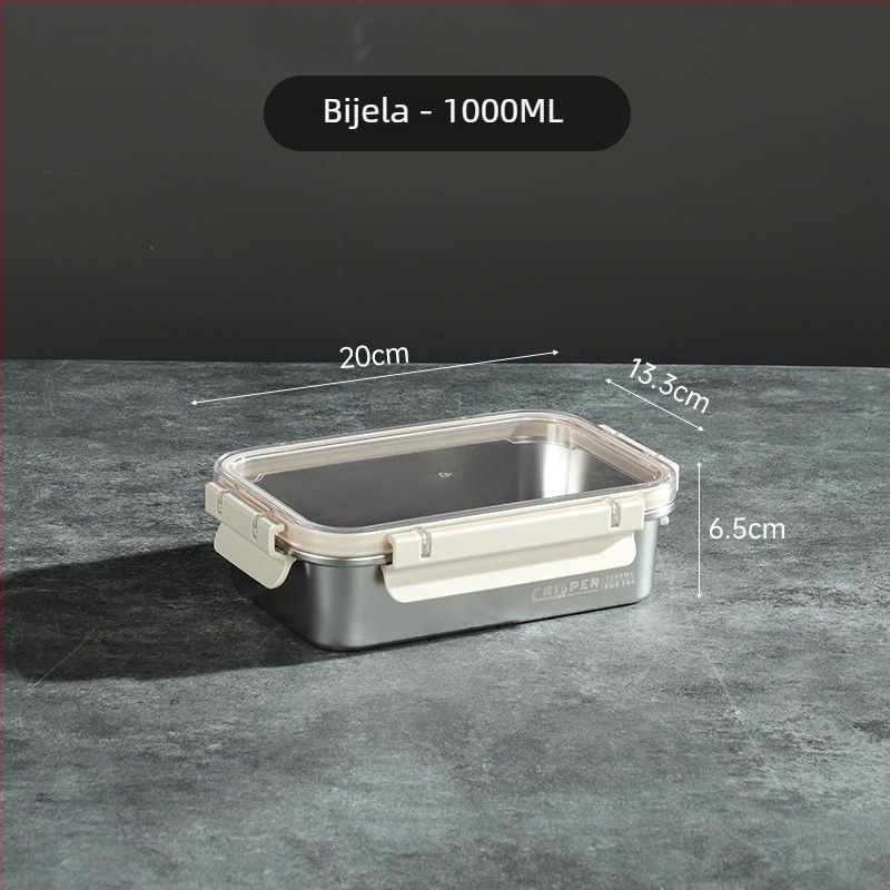 Kutija za očuvanje svježine od SUS430 nehrđajućeg čelika, četvrtastog oblika, kapacitet 0,8–2 L, minimalistički stil, može se slagati