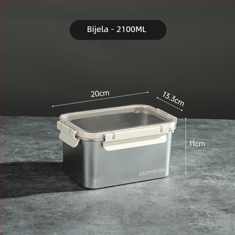 Kutija za očuvanje svježine od SUS430 nehrđajućeg čelika, četvrtastog oblika, kapacitet 0,8–2 L, minimalistički stil, može se slagati