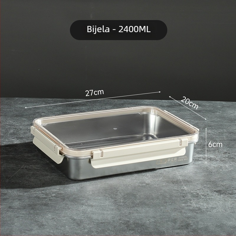 Kutija za očuvanje svježine od SUS430 nehrđajućeg čelika, četvrtastog oblika, kapacitet 0,8–2 L, minimalistički stil, može se slagati