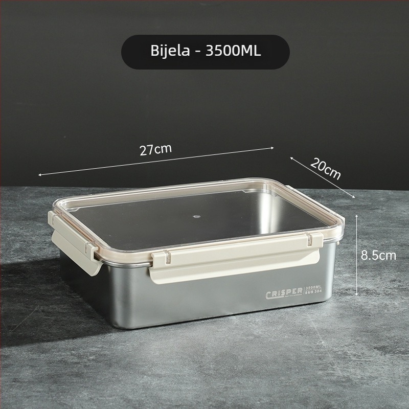 Kutija za očuvanje svježine od SUS430 nehrđajućeg čelika, četvrtastog oblika, kapacitet 0,8–2 L, minimalistički stil, može se slagati