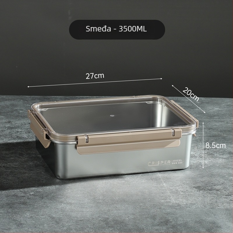 Kutija za očuvanje svježine od SUS430 nehrđajućeg čelika, četvrtastog oblika, kapacitet 0,8–2 L, minimalistički stil, može se slagati