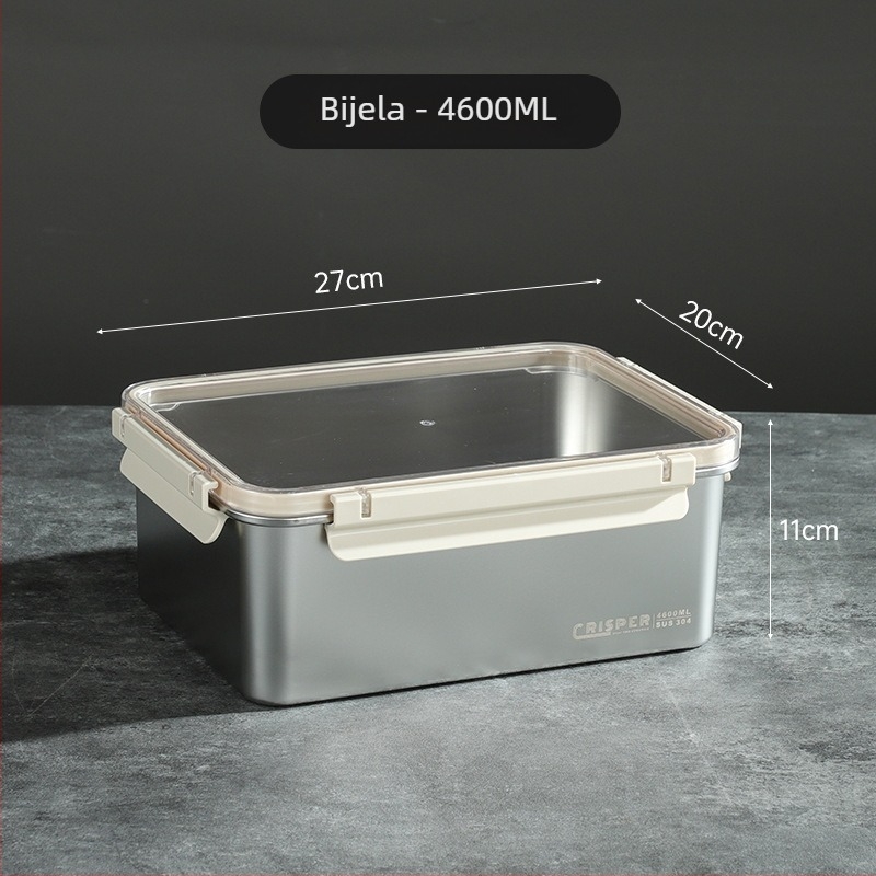 Kutija za očuvanje svježine od SUS430 nehrđajućeg čelika, četvrtastog oblika, kapacitet 0,8–2 L, minimalistički stil, može se slagati