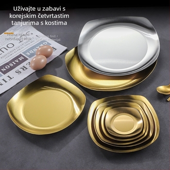 Kvadratni tanjur od nehrđajućeg čelika — moderni minimalistički stil, elektroplatiranje površine