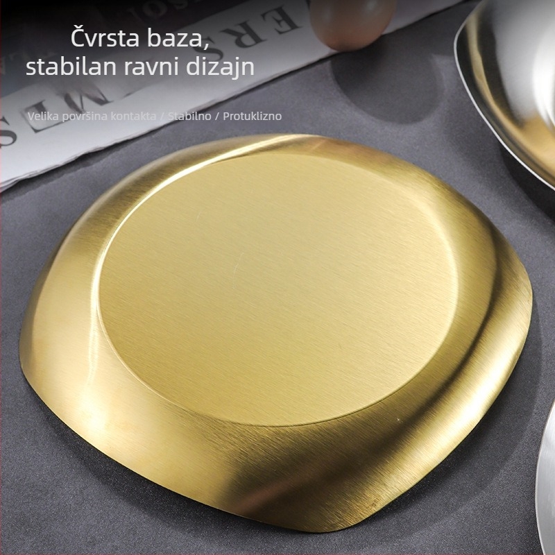 Kvadratni tanjur od nehrđajućeg čelika — moderni minimalistički stil, elektroplatiranje površine