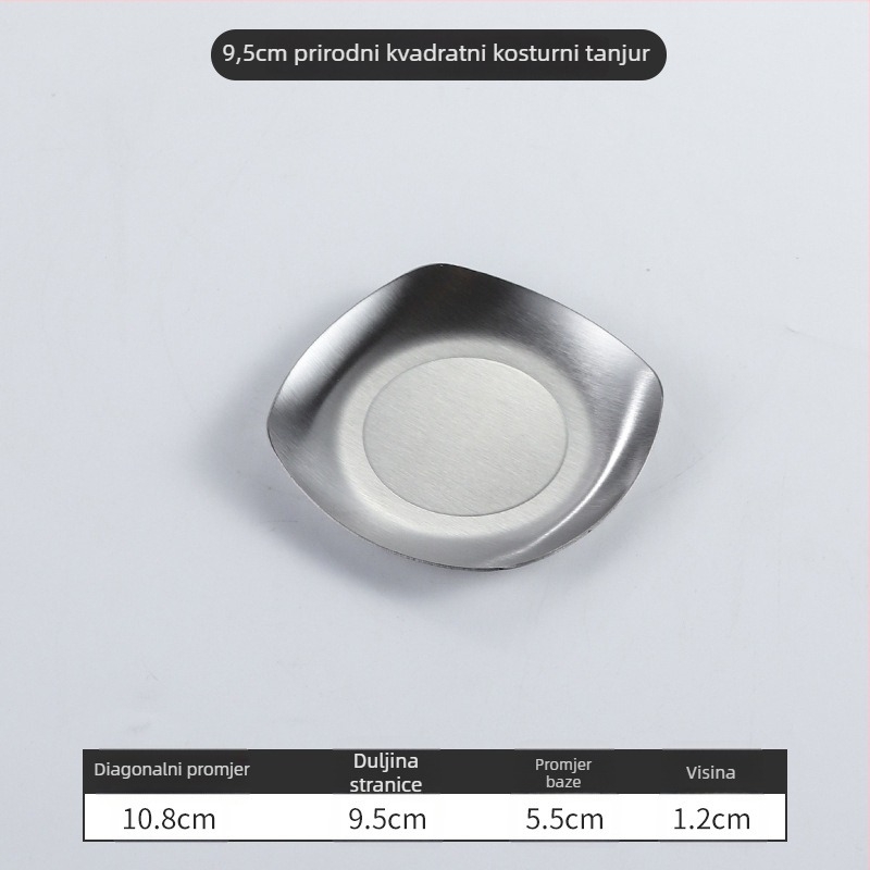 Kvadratni tanjur od nehrđajućeg čelika — moderni minimalistički stil, elektroplatiranje površine