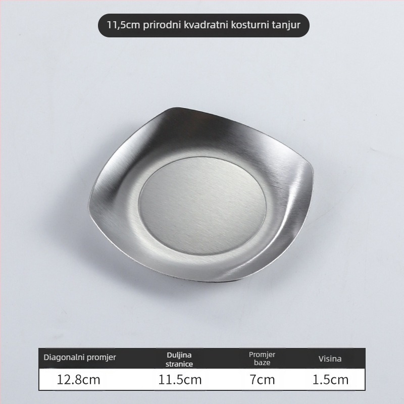 Kvadratni tanjur od nehrđajućeg čelika — moderni minimalistički stil, elektroplatiranje površine