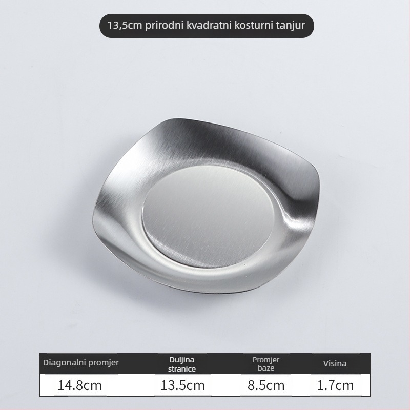 Kvadratni tanjur od nehrđajućeg čelika — moderni minimalistički stil, elektroplatiranje površine