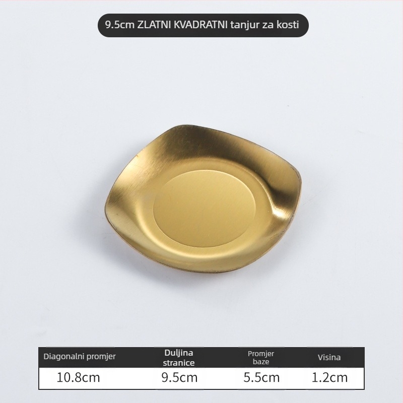 Kvadratni tanjur od nehrđajućeg čelika — moderni minimalistički stil, elektroplatiranje površine